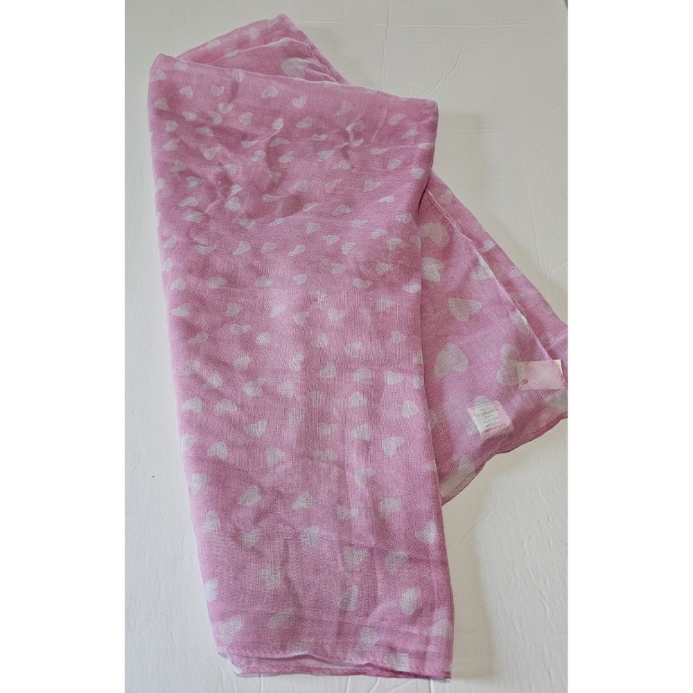 Ganz Style 101 Women's Pink With White Hearts Scarf